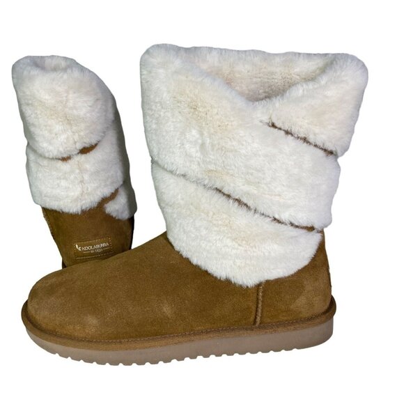 Koolaburra By UGG Womens Faux Fur Lined Suede leather Boots 9 Tan White 1114692 - Picture 1 of 10